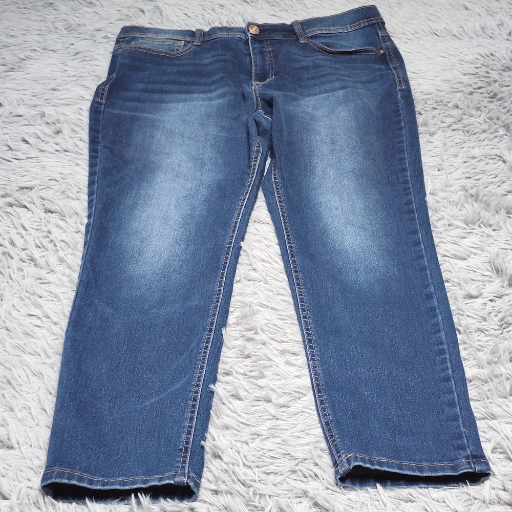 Angels Forever Young Skinny Jeans Women 16 Blue Denim Signature Convertible Mid